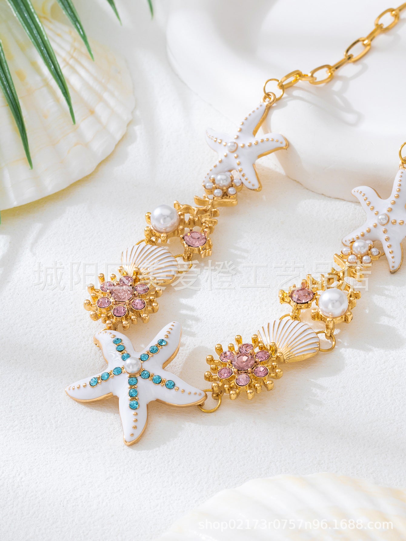 Wholesale Shell Necklace Light Luxury NicheBeach Vacation Style Fashion Personality Colorful Starfish Choker Collarbone Chain for Women