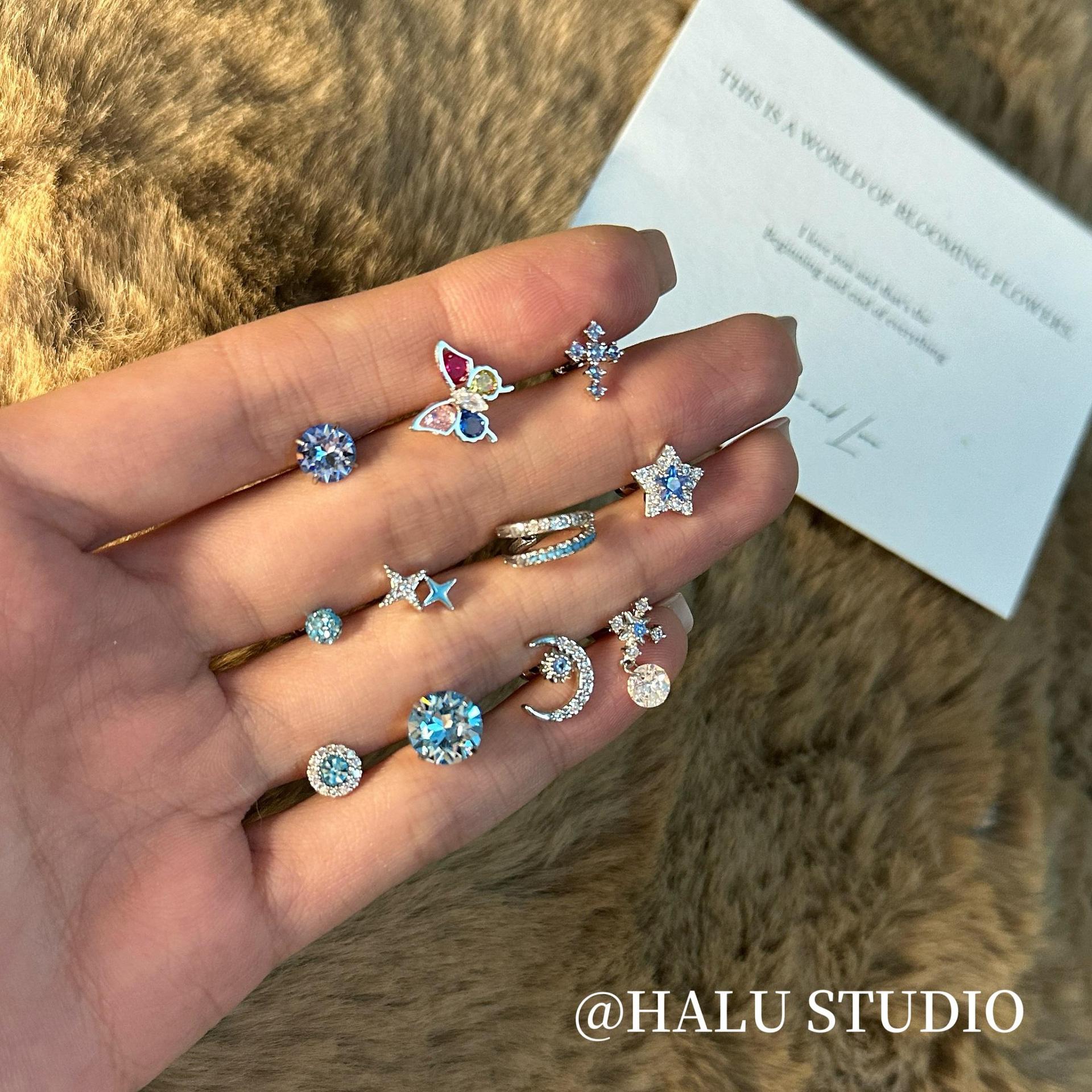 Wholesale Titanium Steel Blue All-match Earring