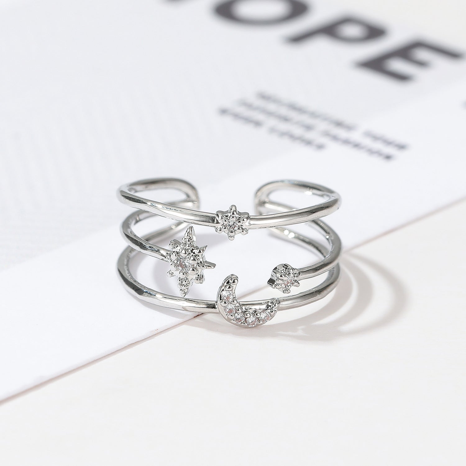 Wholesale Stars and Moon Stacked Ring