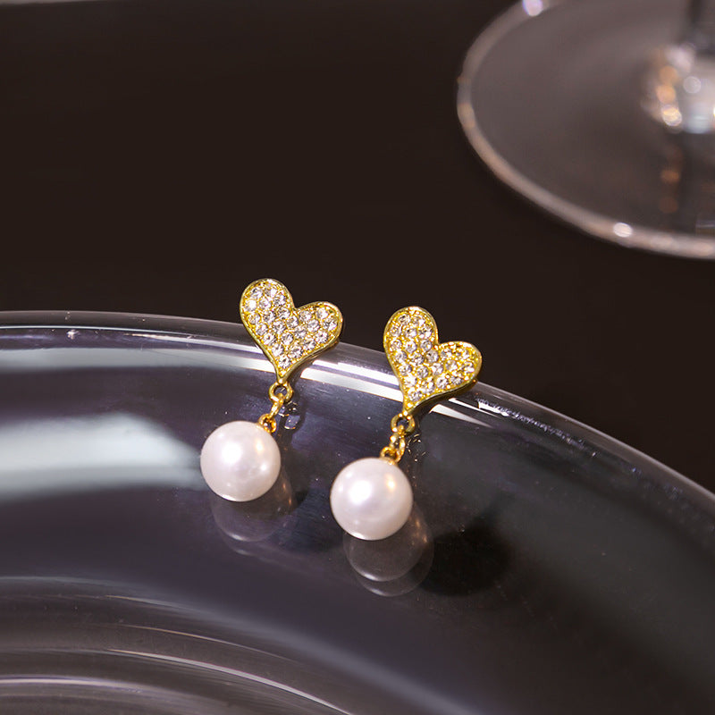 Wholesale Silver Needle Pearl  Rose Bow Front and Back Large Earrings