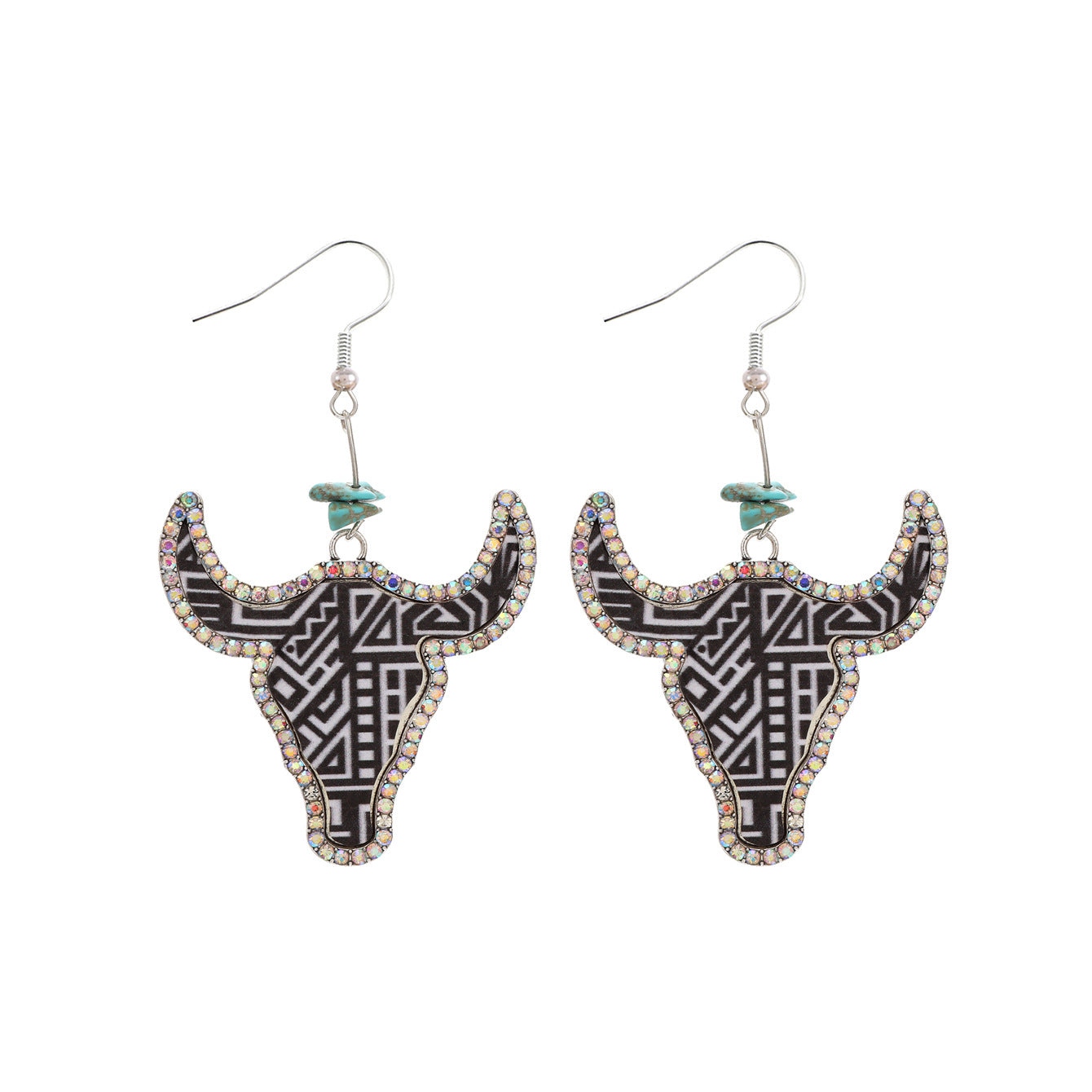 Wholesale western Denim-style cow head color leather earrings