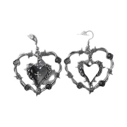 Wholesale Gothic Punk Rock Heart Earrings Silver Plated Trendy Jewelry for Party