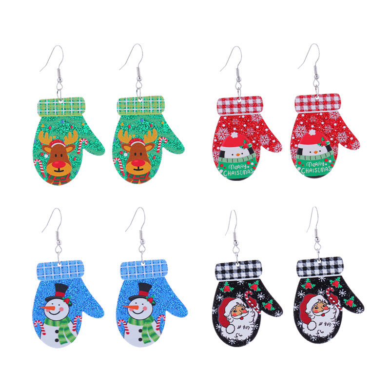 Wholesale Christmas Colorful Acrylic Elk Wine Glass Puppy Earrings ACC-ES-CT036