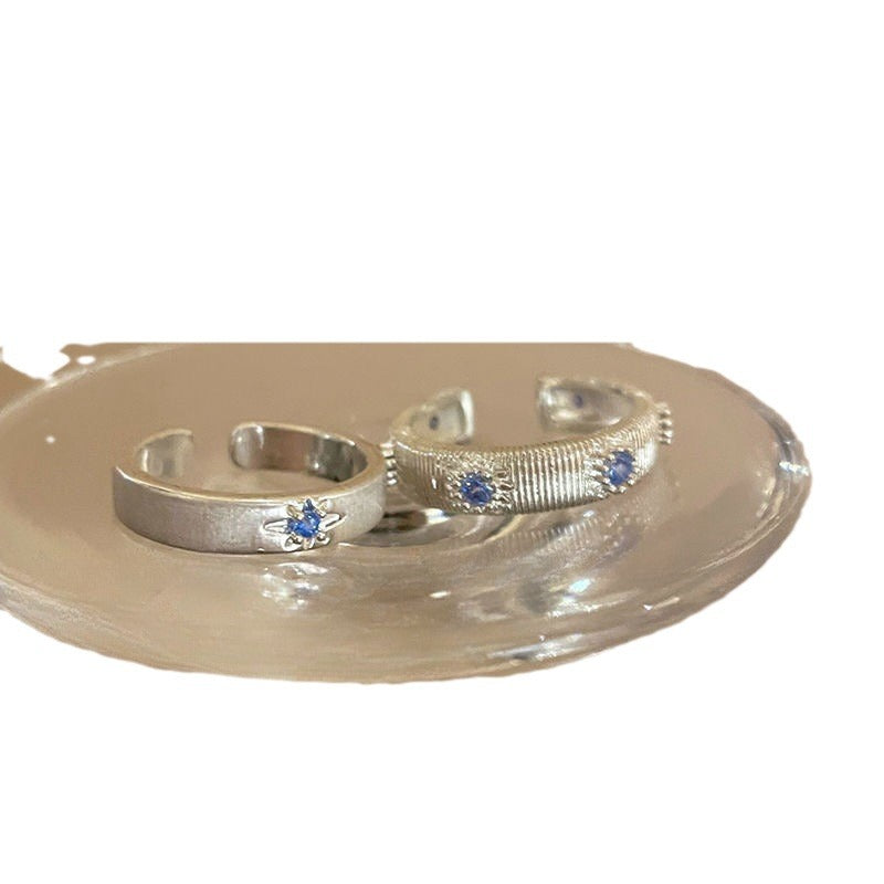 Wholesale Sea Blue Cross Zircon Ring