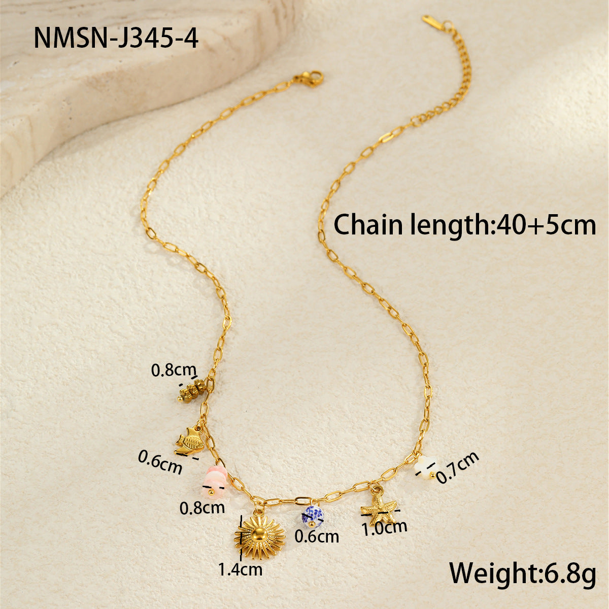 Wholesale Ocean Style Vacation Beach Conch Flower Stainless Steel Necklace