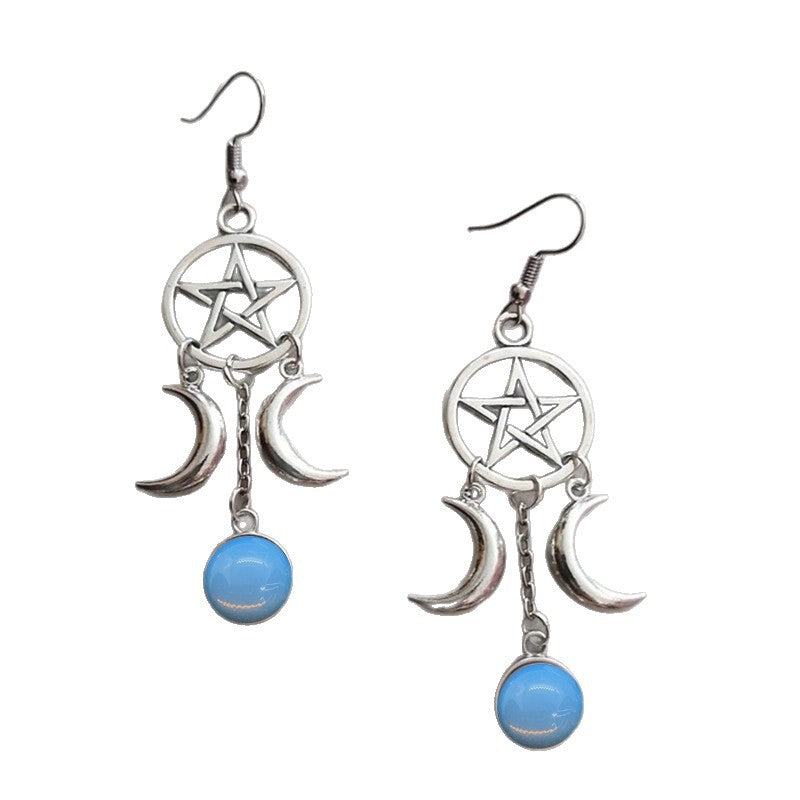 Wholesale Alloy Electroplated Five-Point Star Purple Stone Earrings Fashion Accessory