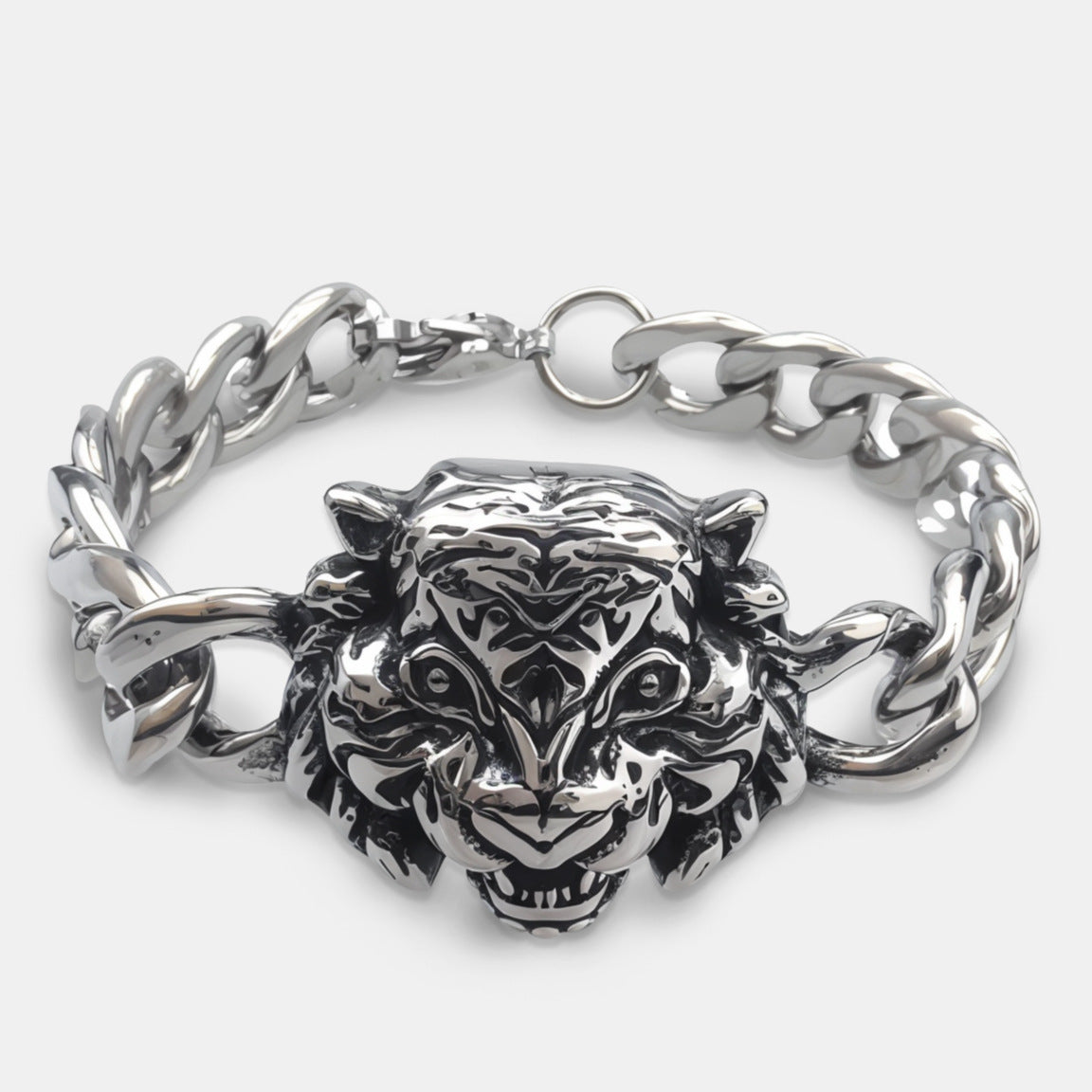 Wholesale Retro Five-pointed Star Flower Stainless Steel Cuban Punk Bracelet ACC-BT-Ruig001