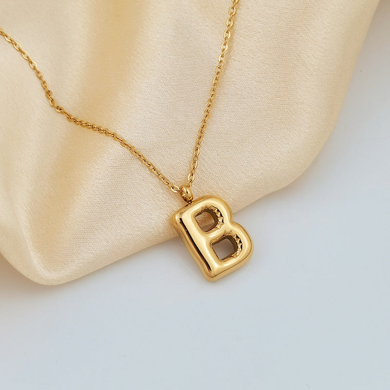 Wholesale 26 Letters 18K Gold Plated Polished Letter Necklaces ACC-NE-GuDi014