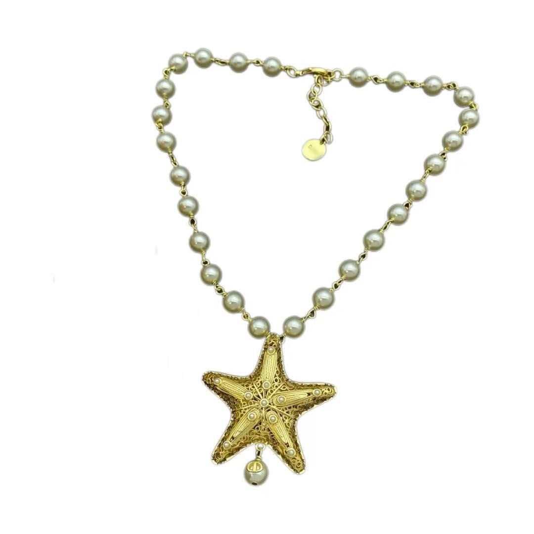 Wholesale Brass Man-made Pearl Starfish Necklace ACCVIP