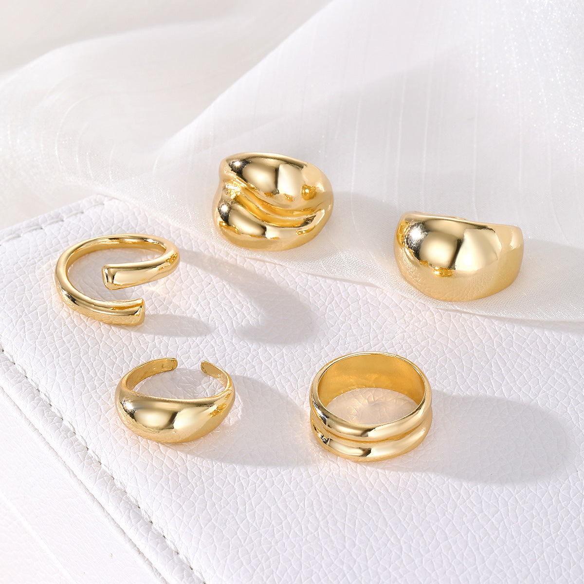 Wholesale  geometric UV plating  material spherical 4-piece set of irregular ring