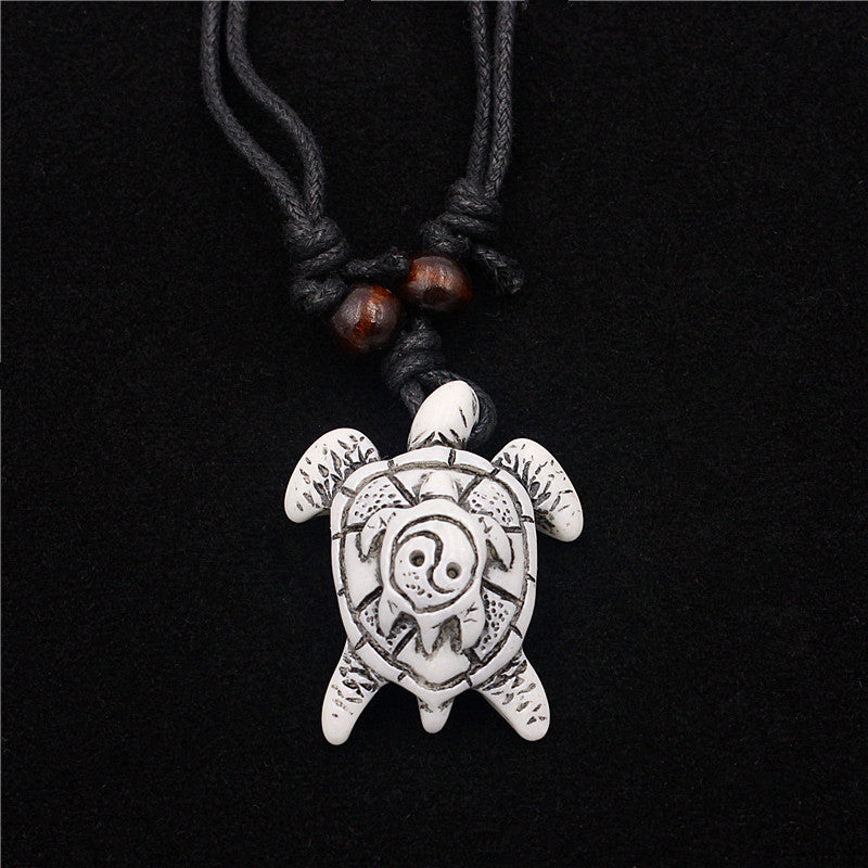 Wholesale Vintage Turtle Necklace Carved Turtle Pendant Resin Sweater Chain ACC-NE-ShuangDe001