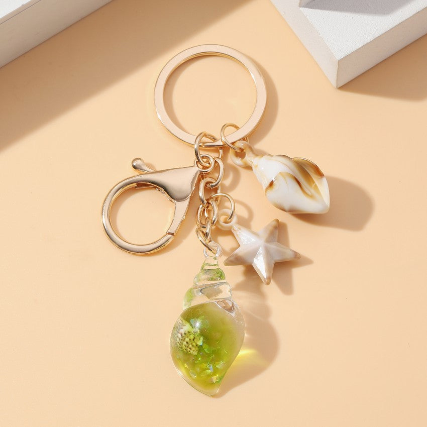 Wholesale Acrylic Glow-in-the-Dark Seashell Keychain Decorative Car Bag Charm Gift