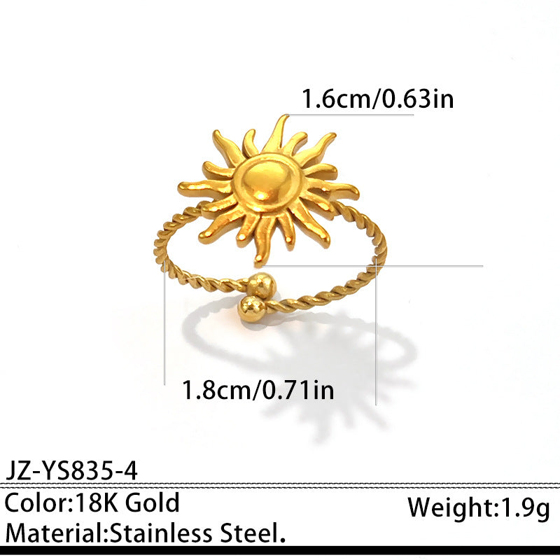 Wholesale Chic Geometric Open Ring Gold-Plated Stainless Steel Jewelry Accessory