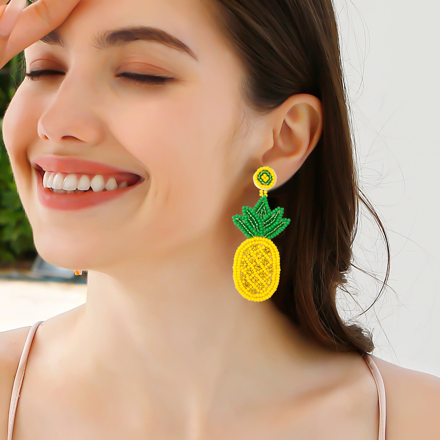 Wholesale Bohemian Handmade Beaded Pineapple Fruit Earrings