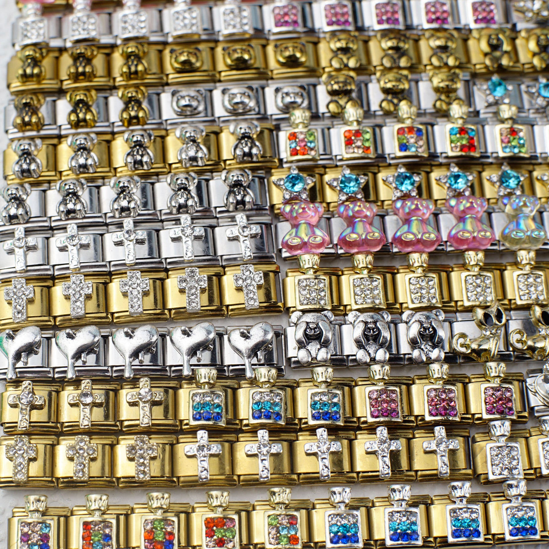 Wholesale 5pcs Italian Charm Bracelet 9mm DIY Splicing Perfume Bottle Bear Stainless Steel Composable Bracelet