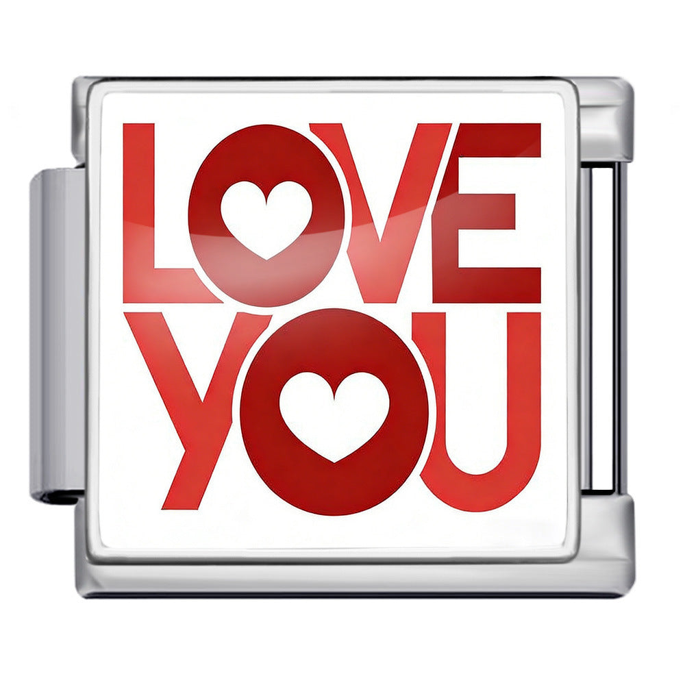 Wholesale Titanium Steel Love Series Square Pattern Modular Bracelet For Valentine S Day Gifts