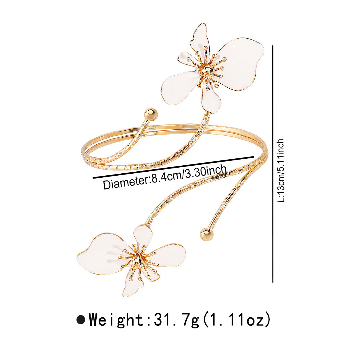 Bracciale all'ingrosso con fiori smaltati a doppia testa