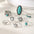 Wholesale  ethnic style retro inlaid turquoise lightning ring set