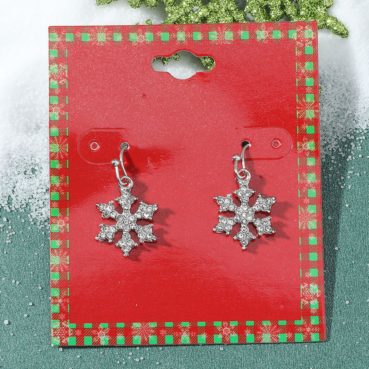 Wholesale Christmas Cute Alloy Oil Dripping Elk Snowflake Earrings ACC-ES-MY036