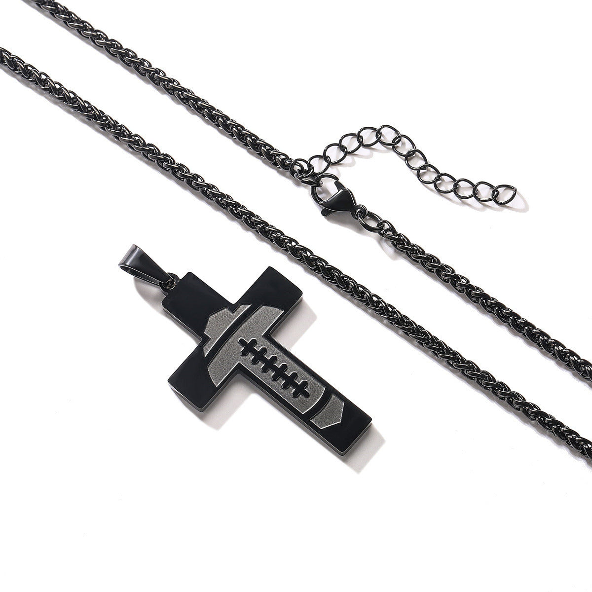 Wholesale American Football Stainless Steel Cross Bible Pendant Necklace