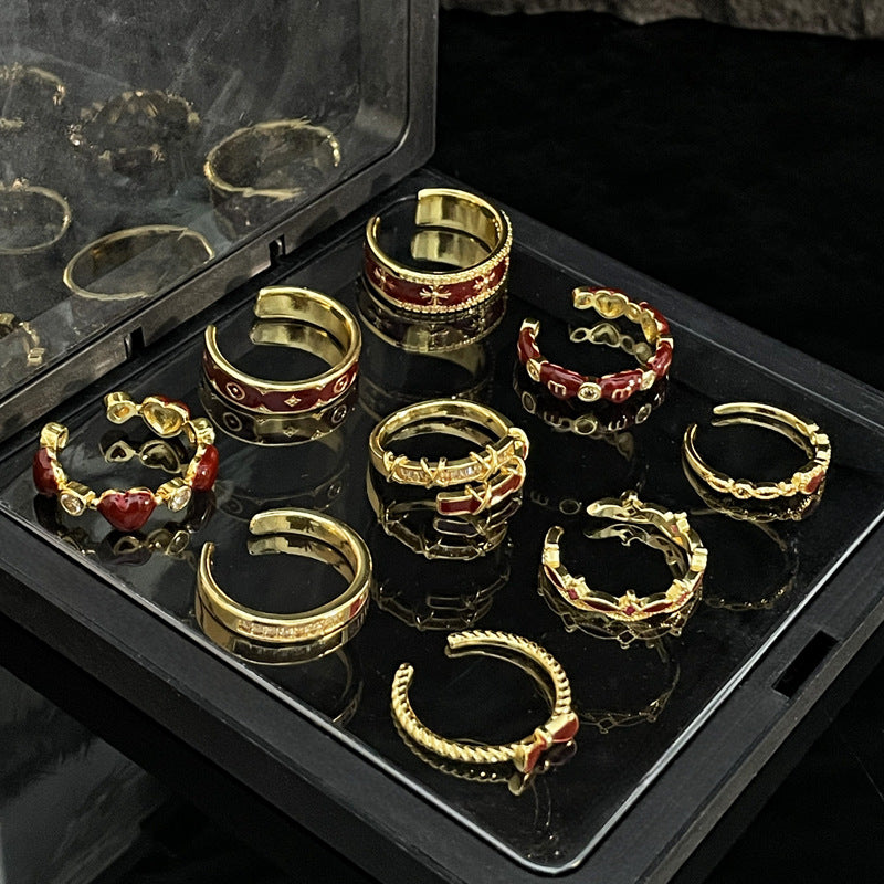 Wholesale Red Drop Glaze White Open Ring