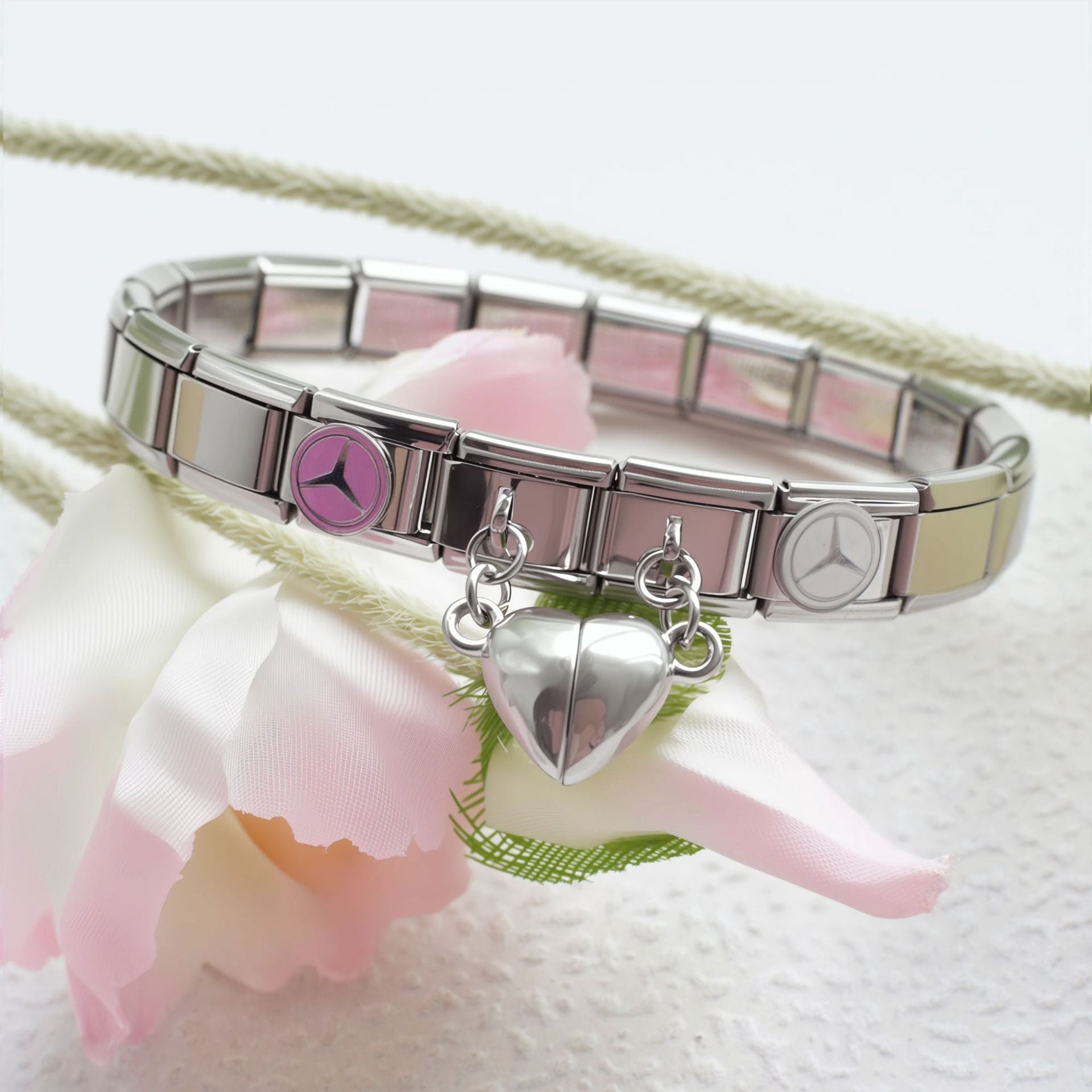 Wholesale 2pcs/pack 9mm Italian Charm Starter Bracelets DIY square Single Section Creative Stainless Steel Composable Bracelet