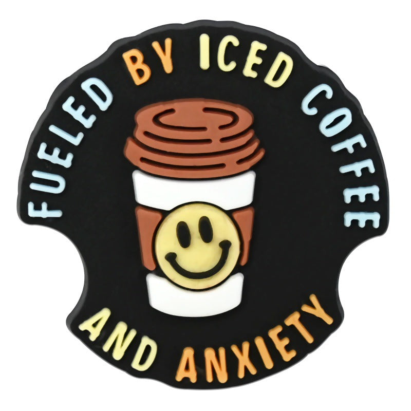 Wholesale Random 100pcs  coffee series   PVC Soft Rubber Shoe Buckle Decoration