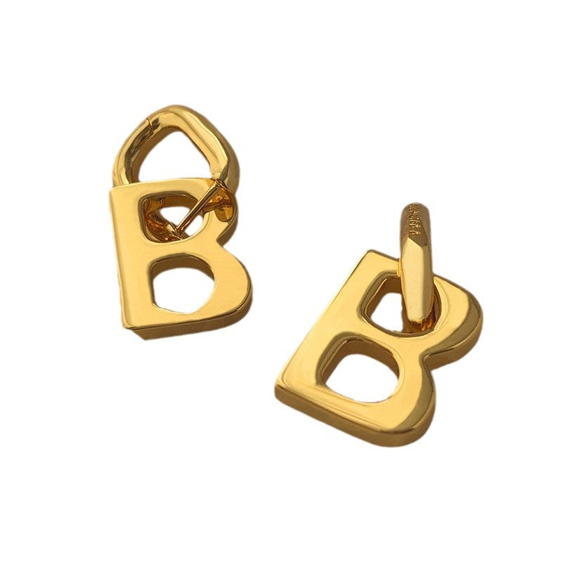Wholesale Titanium steel Metal Letter Earrings