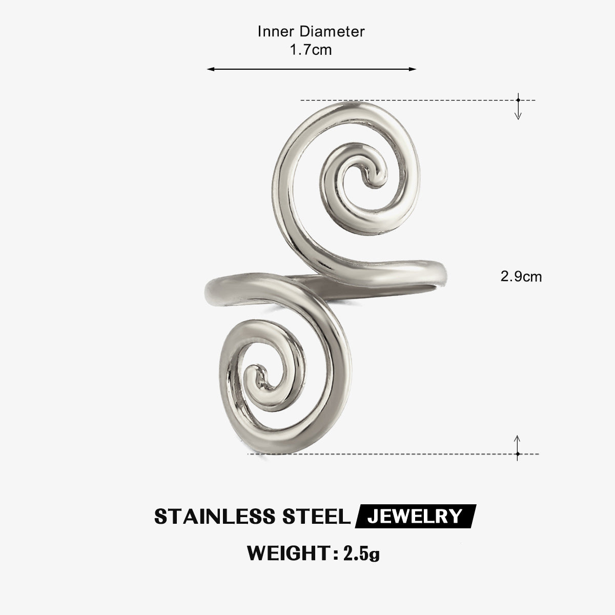 Wholesale European Style Swirl Open Ring,  Gold Plated Stainless Steel,  Fashion Jewelry Accessory for Women