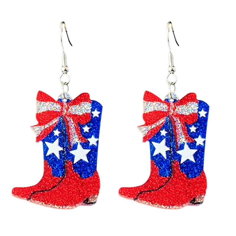 Wholesale Independence Day July 4  Shiny Bald Eagle Boots Butterfly Earrings
