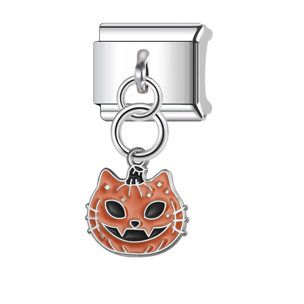 Wholesale Italian Charm Bracelet 9mm DIY Splicing Stainless Steel Halloween Pumpkin Series Composable Bracelet