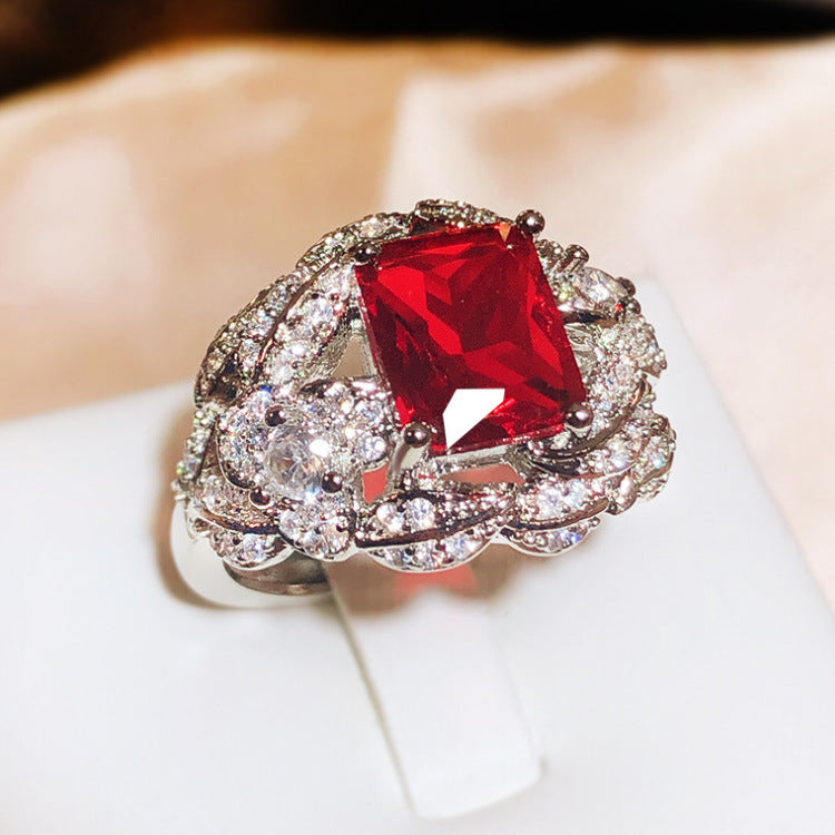 Wholesale creative fashion female zircon rings  red jewelry
