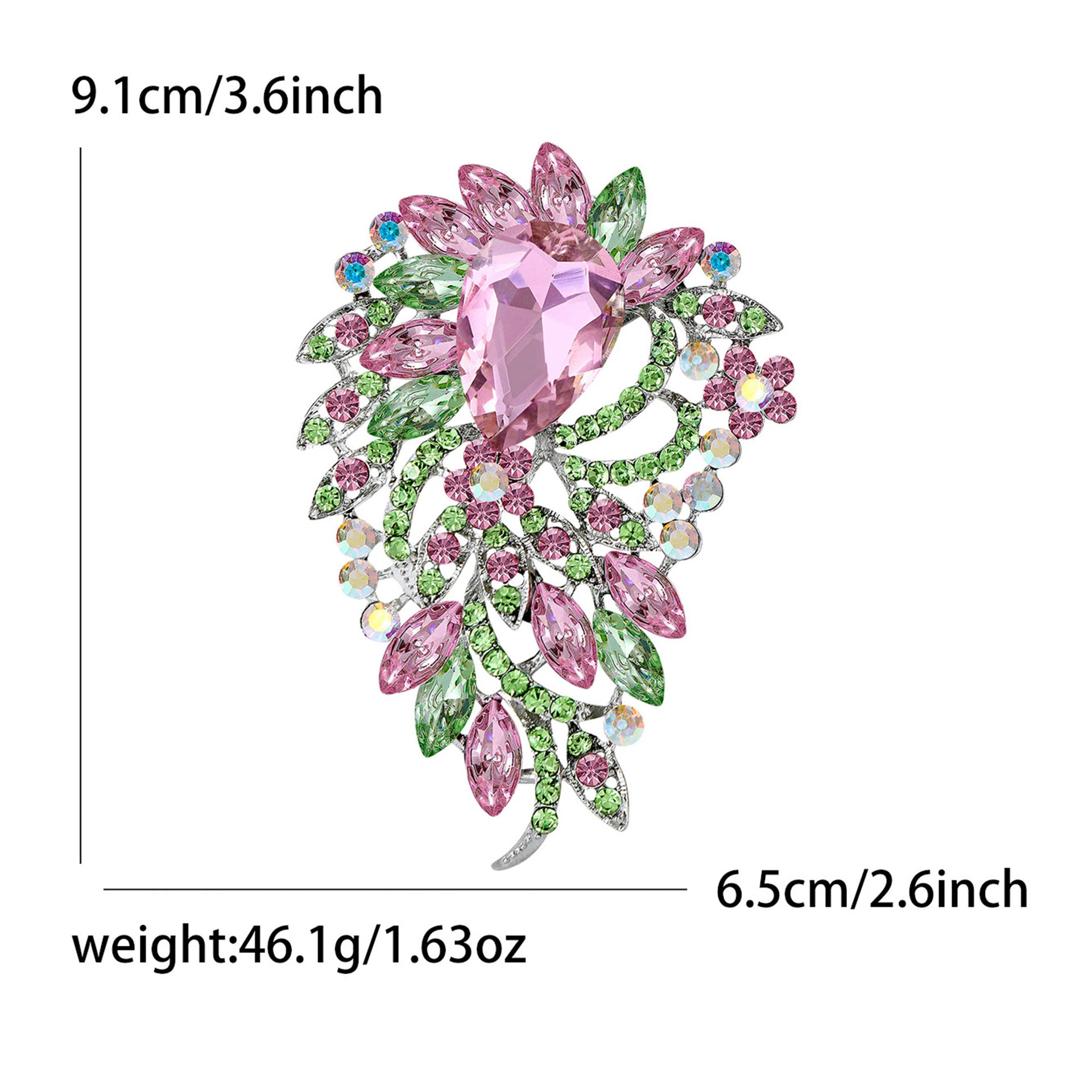 Wholesale Pink Green Floral Crystal Glass Brooch Women S Decorative Fashion Gift