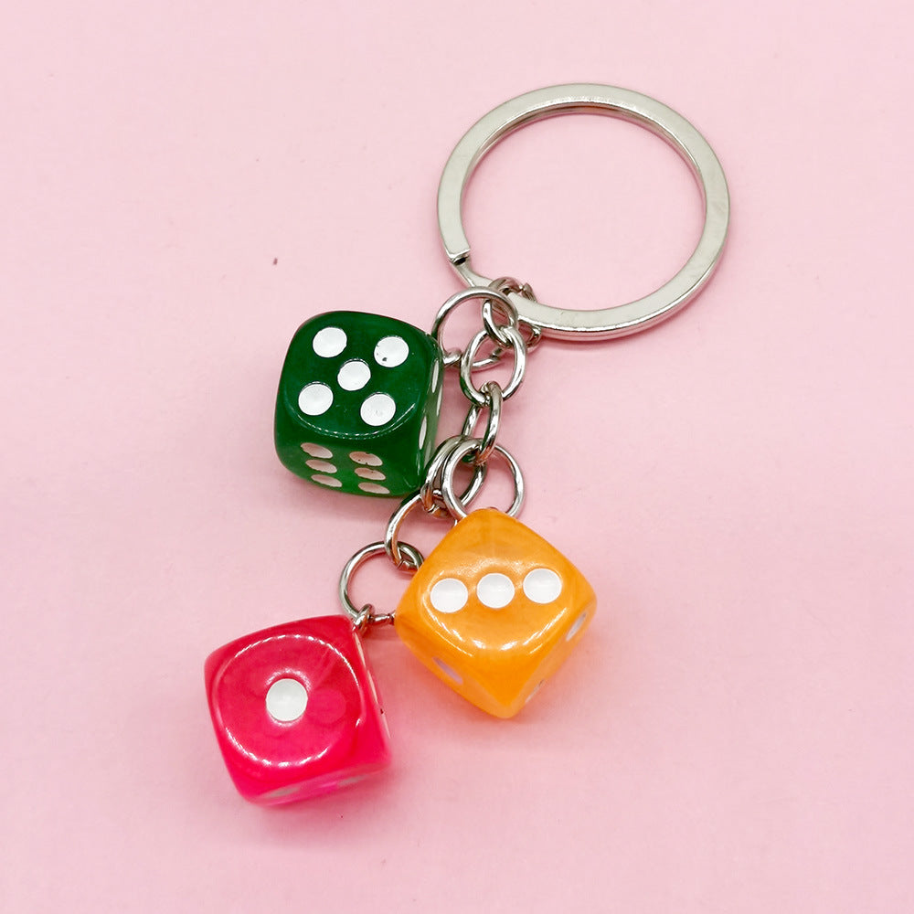 Wholesale Color Dice Keychain Pendant Resin Gift School Bag Pendant ACC-KC-DY003