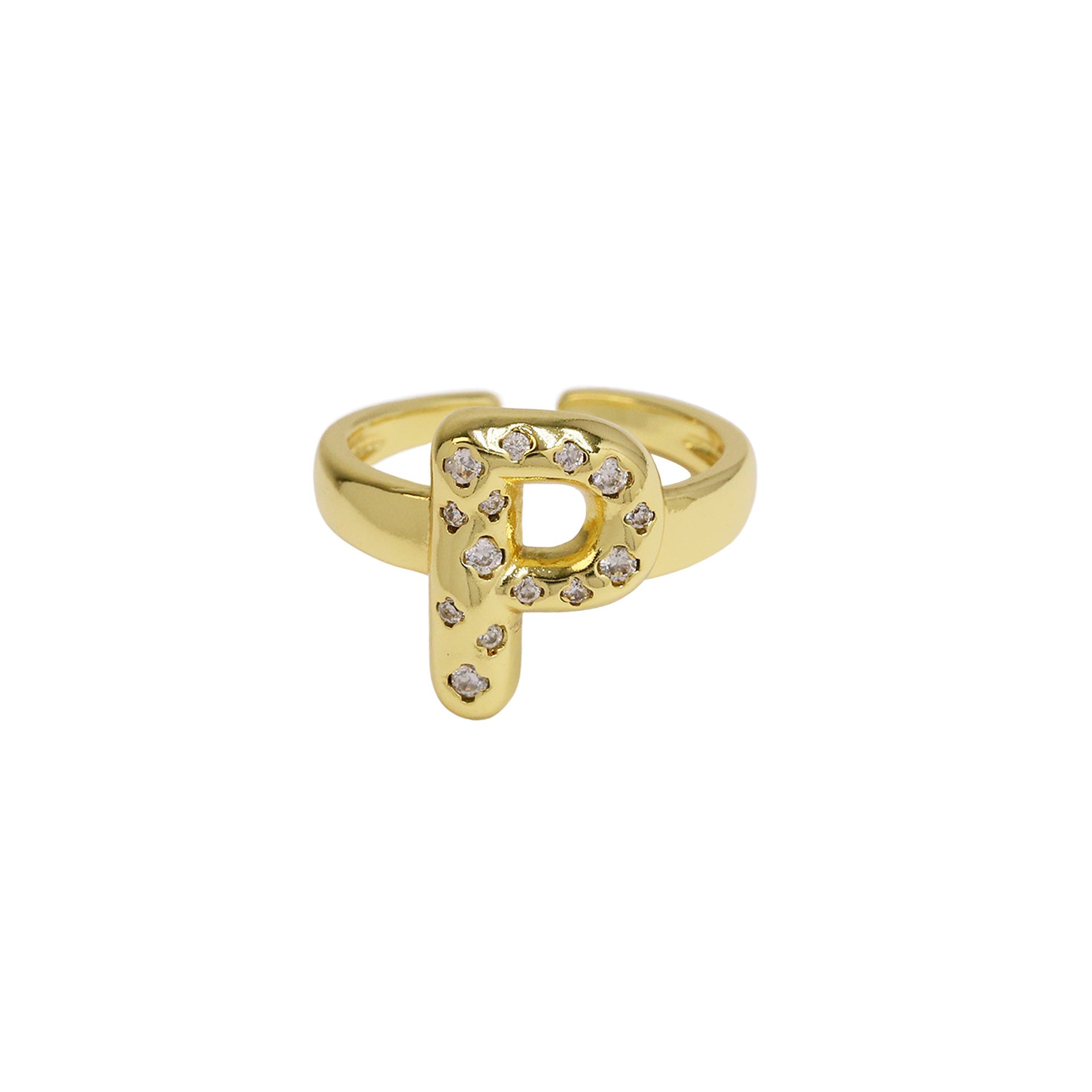 Wholesale Micro-inlaid Zircon Bubble Bubble Balloon Cute 26 English Letters Open Ring