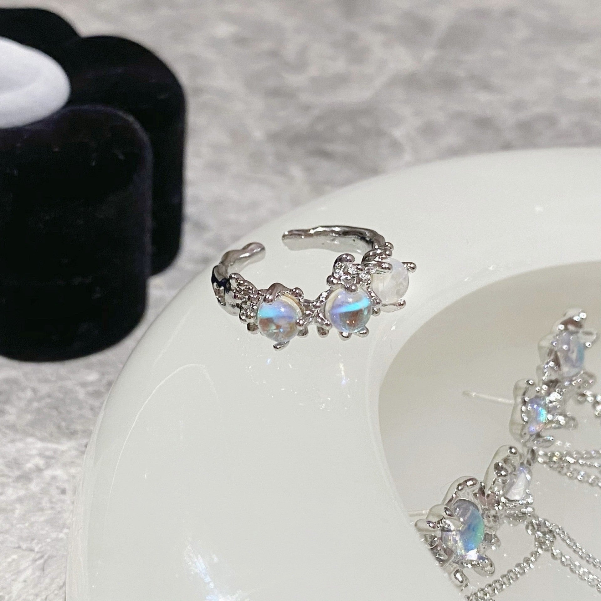 Wholesale Full Diamond Stacking Cherry Blossom Pink Love Zircon Ring Open Adjustment Ring ACC-RS-YaoFeng006