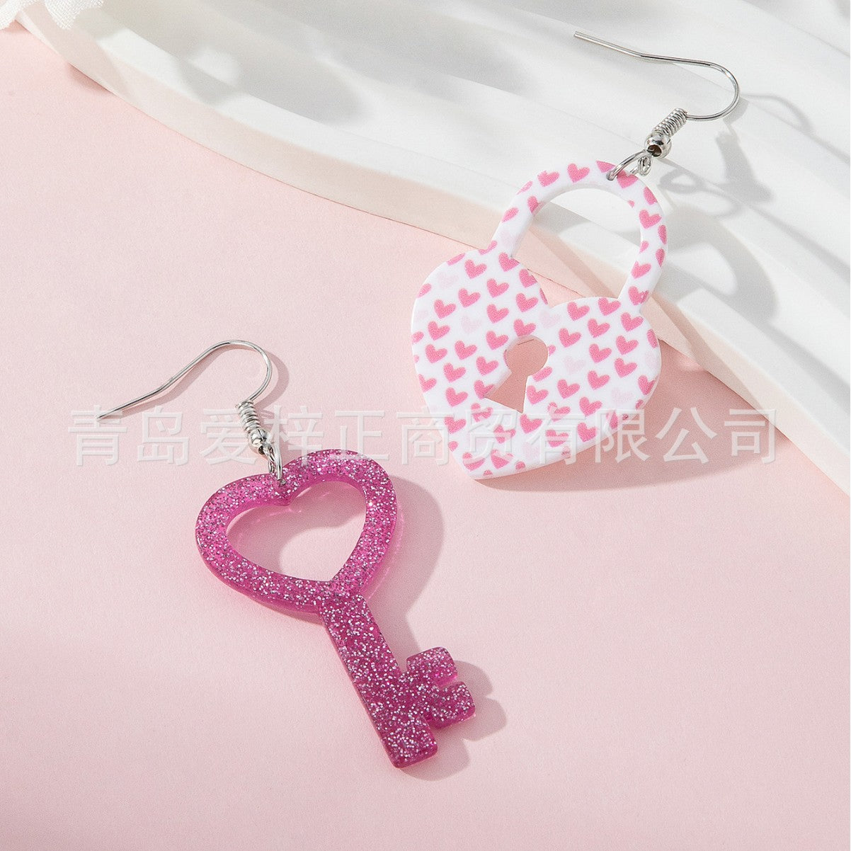 Wholesale Acrylic Valentine's Day Love Key Earrings