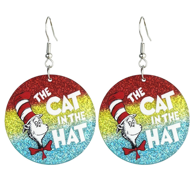 Wholesale 2 pairs/pack Bright Cute Teacher Color Book Acrylic Earrings ACC-ES-HY214