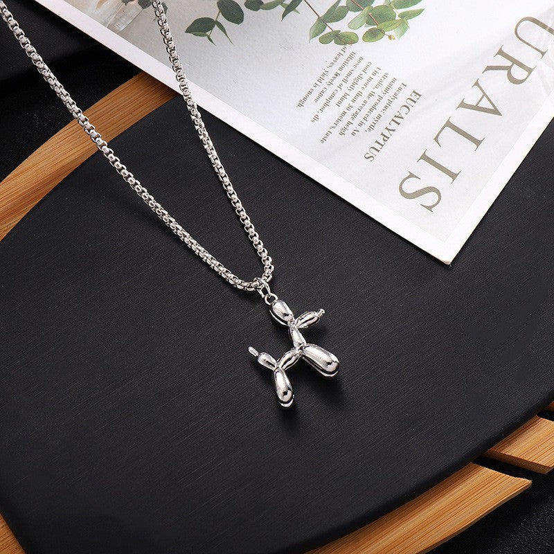 Wholesale Titanium Steel Necklace Colorful Balloon Dog Pendant Clavicle Chain ACC-NE-Yuxi014