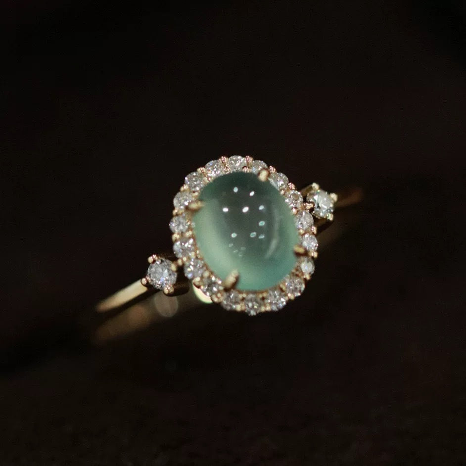 Wholesale Vintage Style Geometric Ring,  Copper with Imitation Chrysoprase,  Fashion Jewelry Accessory