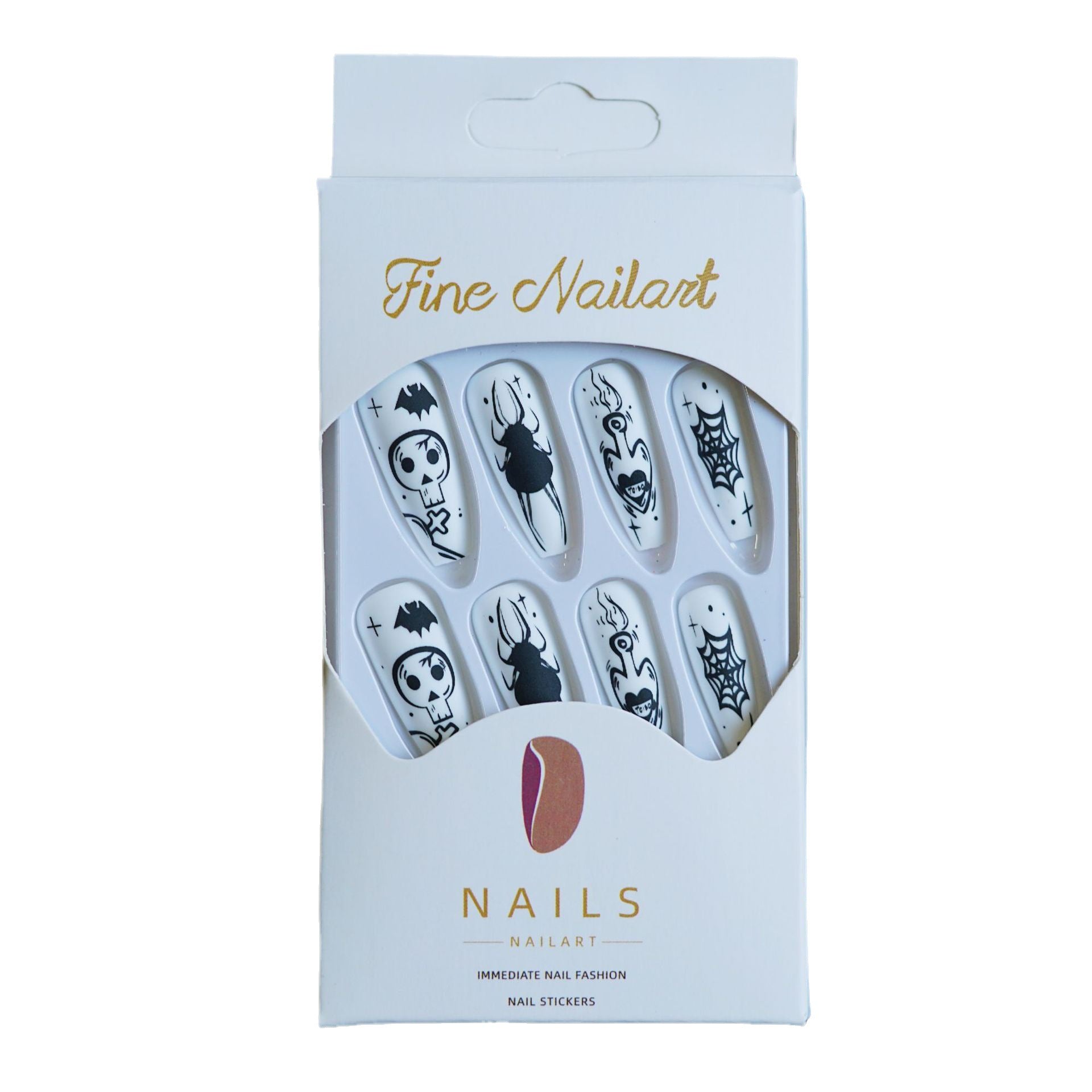 Wholesale 24 Pieces/ box  Gothic Skull Nails Kits Nail Stickers