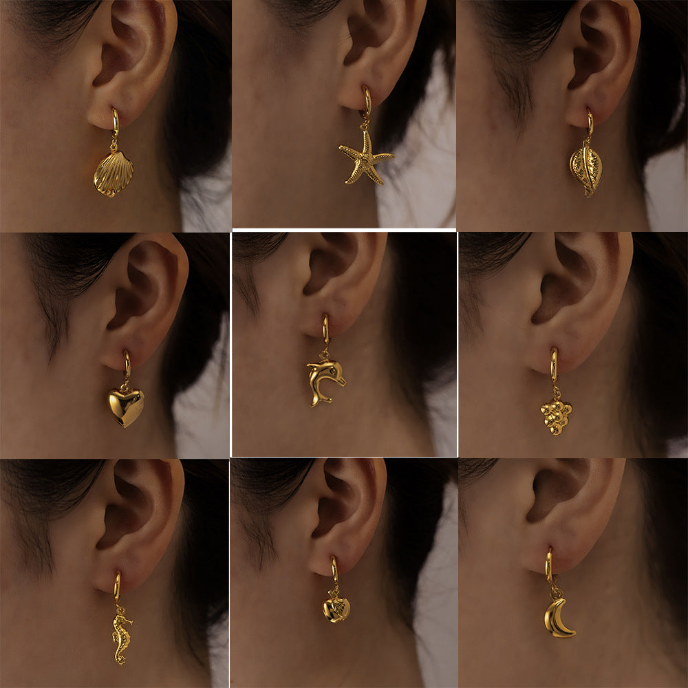 Wholesale Electroplated Stainless Steel Shell Earrings - Boutique Resale Jewelry