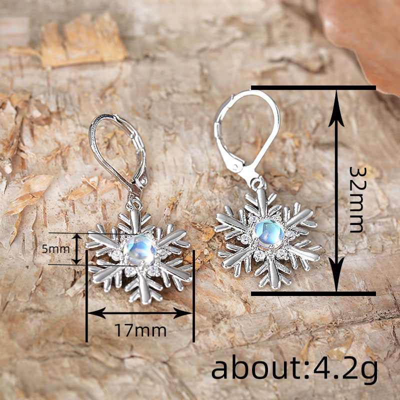 Wholesale Moonstone Snowflake Flower Earrings