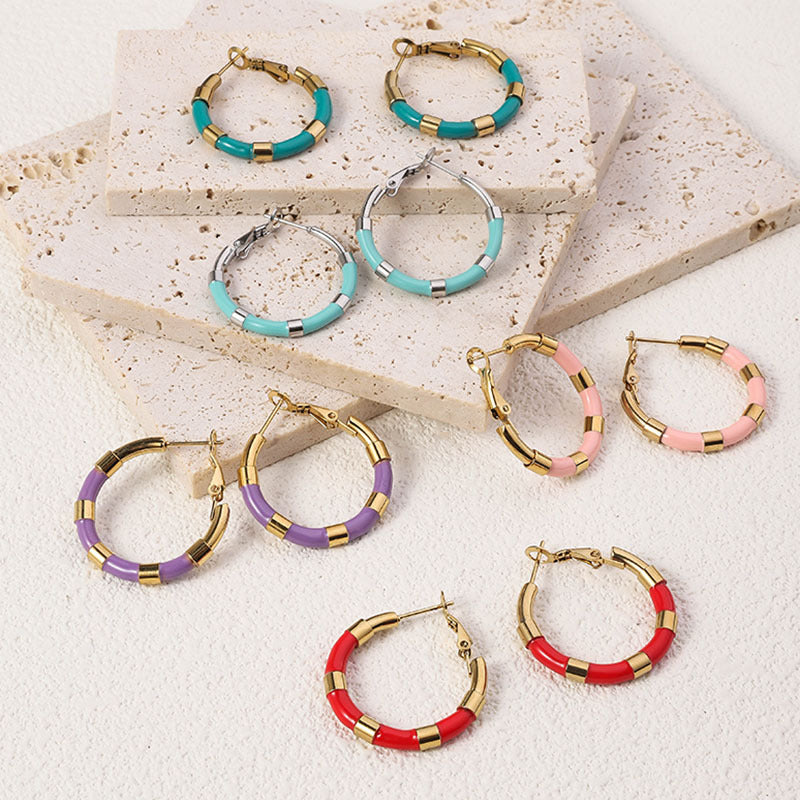 Wholesale Enamel Bamboo Earrings ACC-ES-RuiX007