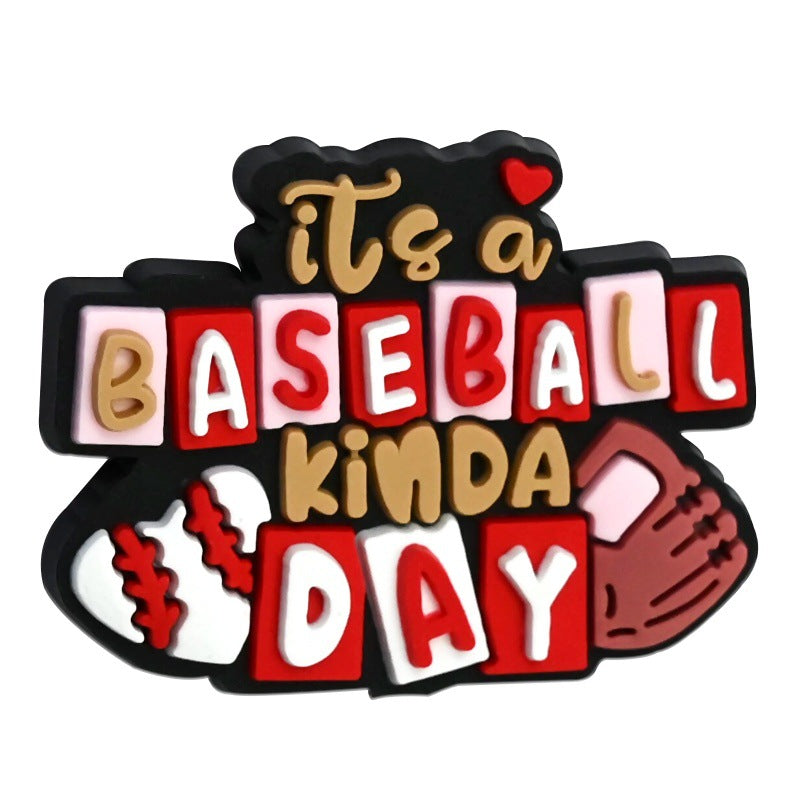 Wholesale 100pcs randomly Baseball series PVC soft rubber double-sided perforated cartoon bead ornaments