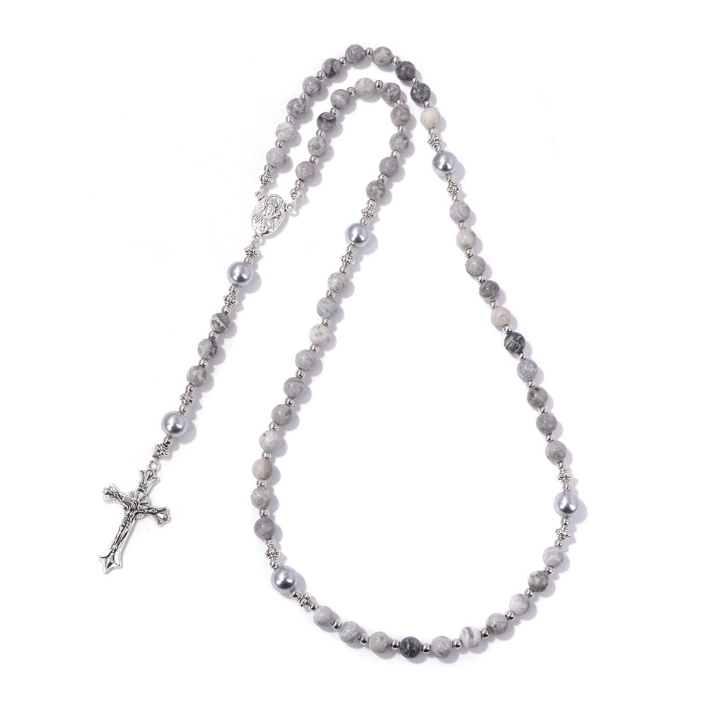 Wholesale Cross Shape Natural Stone Bead Bracelet Unisex Handmade Jewelry for Travel Gift Resale