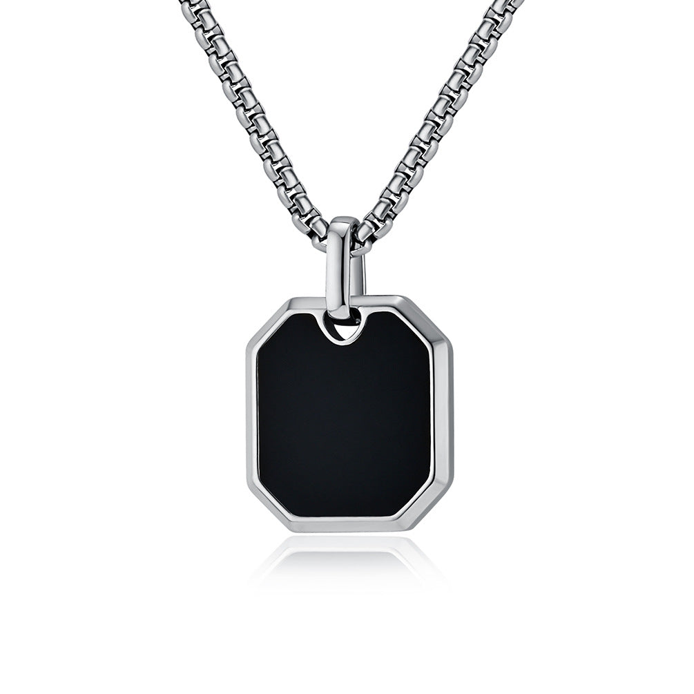 Wholesale small cube brand titanium steel necklace