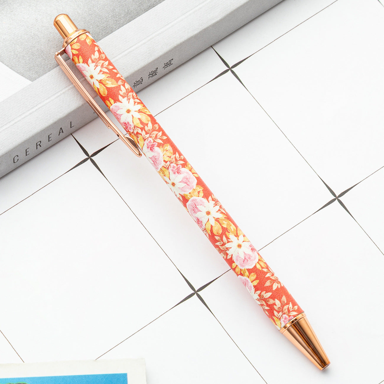 Wholesale Girl's Heart Flower Pen Small Fresh Press Foreskin Pen Gold Powder Press Ballpoint Pen ACC-PN-HuaHao001