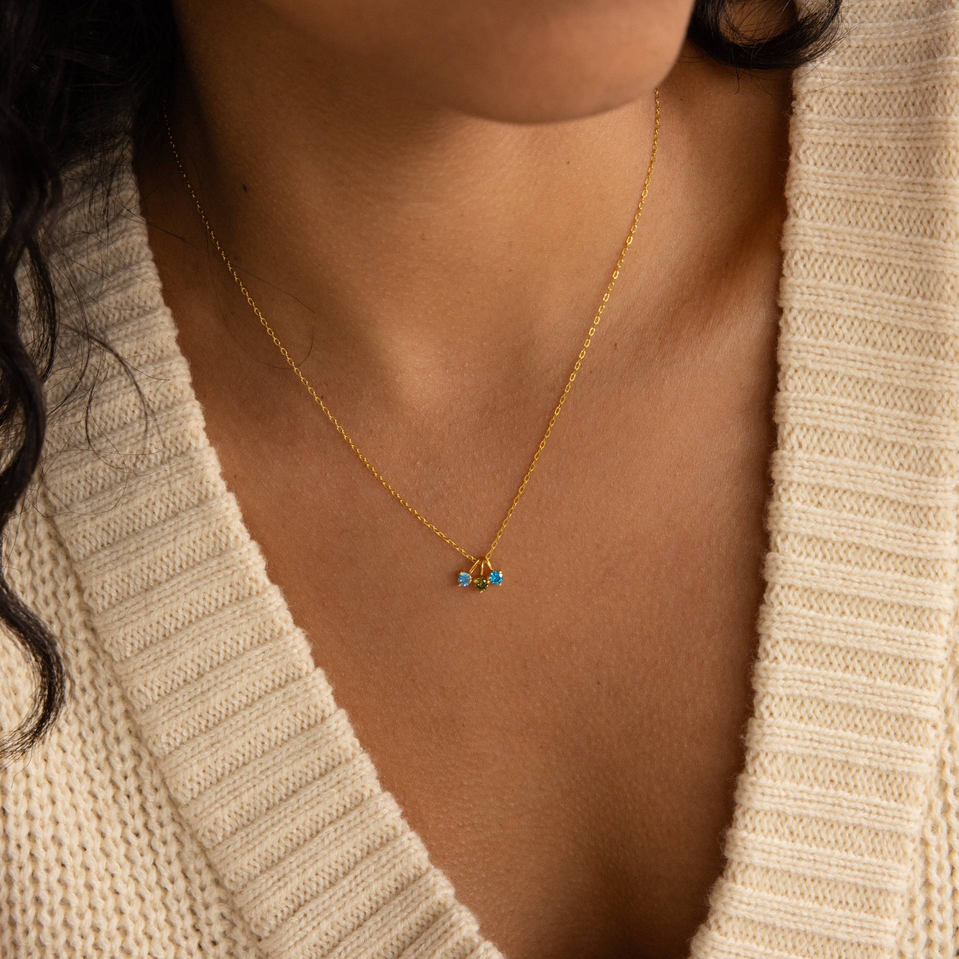 Wholesale Colorful Zircon 12 Birthstone Pendant DIY Titanium Steel Necklace
