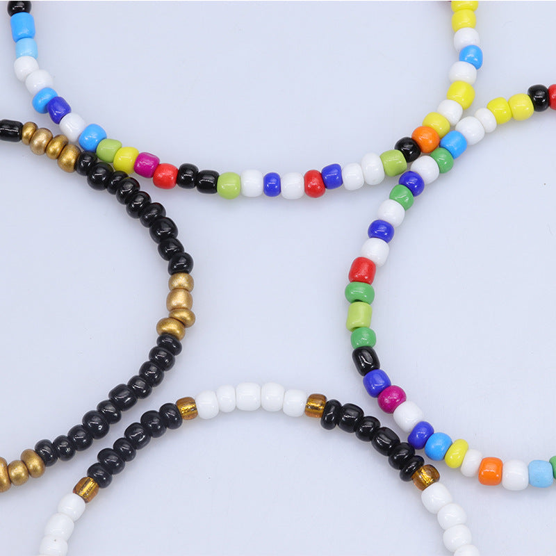 Wholesale  Bohemian style rice bead woven anklet colorful fabric foot decoration